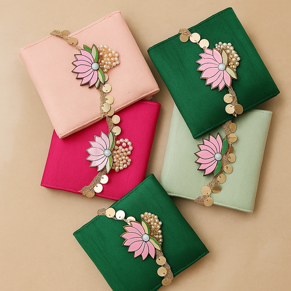 Small Lotus Pouch | Elegant Floral Potli for Return Gifts & Festive Gifting | Compact & Stylish