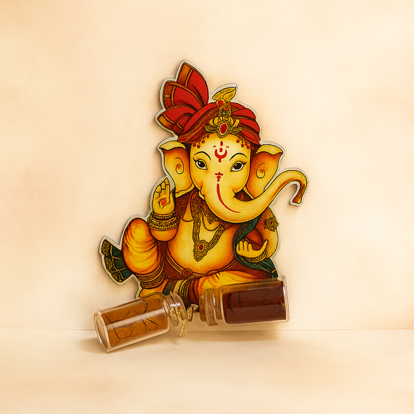 3" Ganesha Kumkum Set | Traditional Indian Pooja Essentials | Decorative Kumkum Container | Gift for Festivals & Weddings