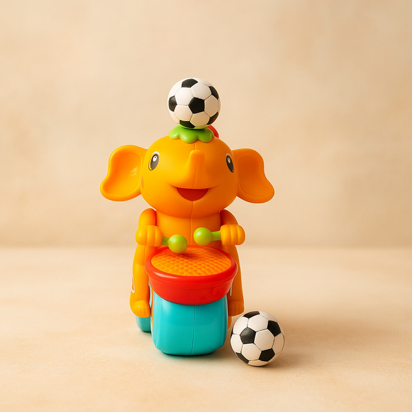 Elephant Drummer Toy with Blow Ball Game | Musical Elephant with Drum Beats, Lights & Air-Powered Ball Play | Fun Interactive Toy for Kids