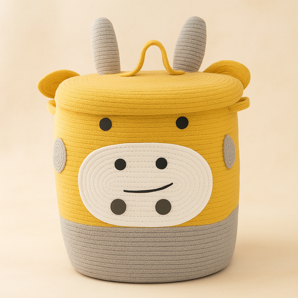 Cow Storage Bag for Kids | Cute Cartoon Animal Design | Foldable & Durable | Ideal for Toys, Clothes & Room Organization
