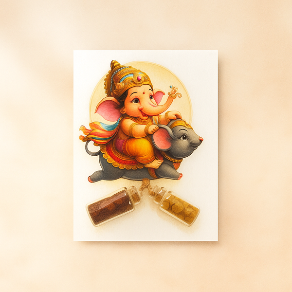 Mouse Ganesha Kumkum Set | Traditional Indian Pooja Essentials | Decorative Kumkum Container | Gift for Festivals & Weddings