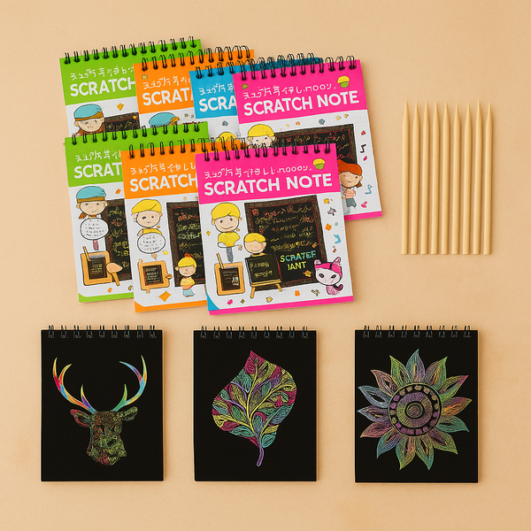 Scratch Note Pad for Kids | Rainbow Magic Drawing Notebook | Fun Creative Doodle Toy | Ideal for Gifting, Art & Learning